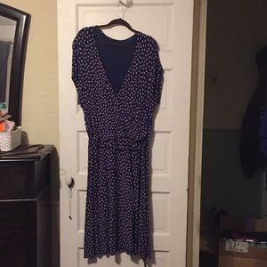 Lands End blue pink and white dress with string 2X